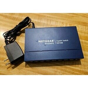 NetGear GS108 ProSafe 8-port Gigabit Switch v4 Unit & Power Cord Works